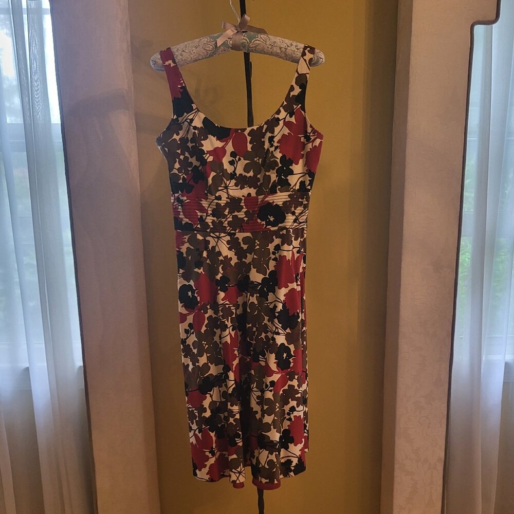 Donna Ricco Cotton Floral Sleeveless Dress, Red and black